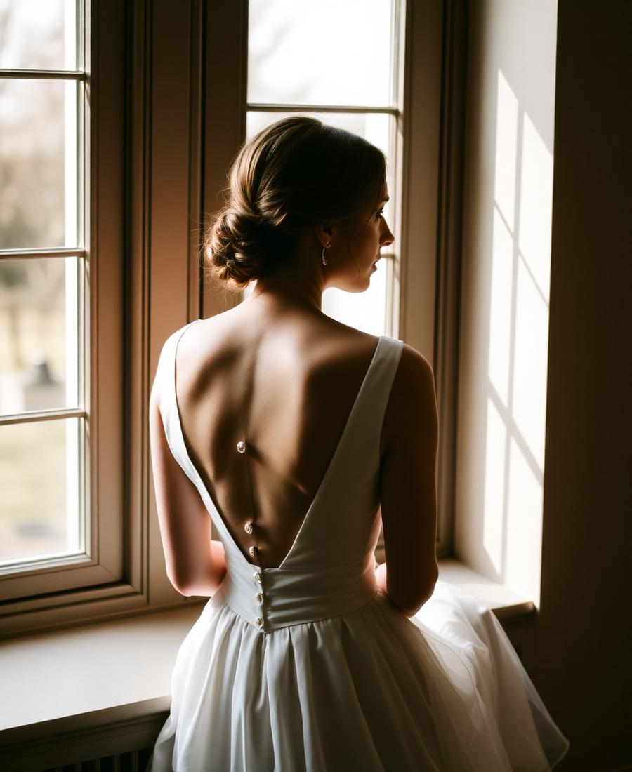 Bride by a window